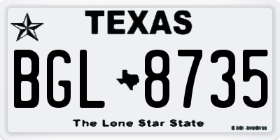 TX license plate BGL8735