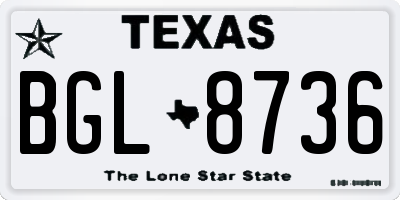 TX license plate BGL8736