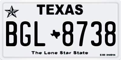 TX license plate BGL8738