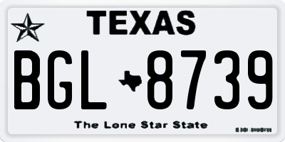 TX license plate BGL8739