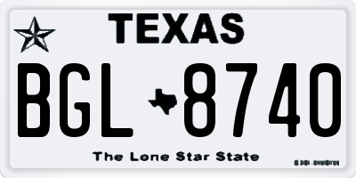 TX license plate BGL8740