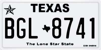 TX license plate BGL8741