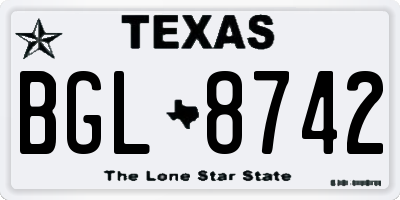 TX license plate BGL8742