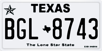 TX license plate BGL8743