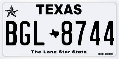 TX license plate BGL8744