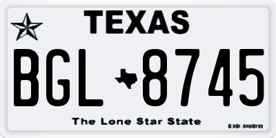 TX license plate BGL8745