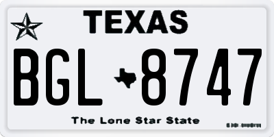 TX license plate BGL8747