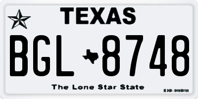 TX license plate BGL8748