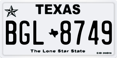TX license plate BGL8749