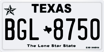 TX license plate BGL8750