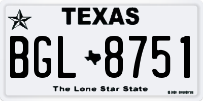 TX license plate BGL8751