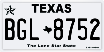 TX license plate BGL8752