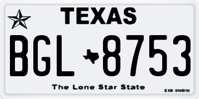TX license plate BGL8753