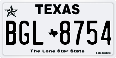 TX license plate BGL8754