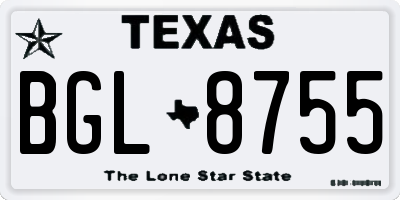 TX license plate BGL8755