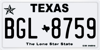 TX license plate BGL8759