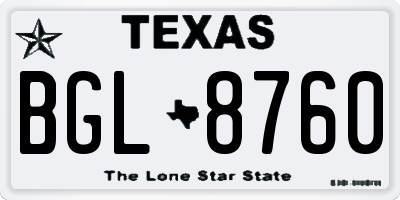 TX license plate BGL8760