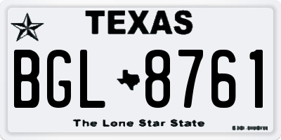 TX license plate BGL8761