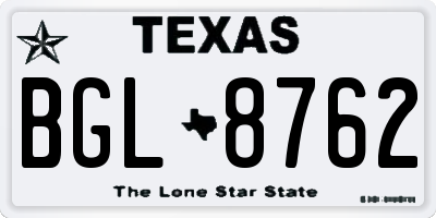 TX license plate BGL8762