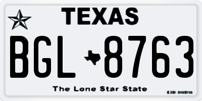 TX license plate BGL8763
