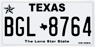 TX license plate BGL8764