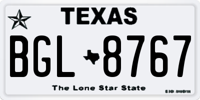 TX license plate BGL8767