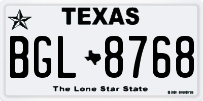 TX license plate BGL8768