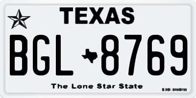TX license plate BGL8769
