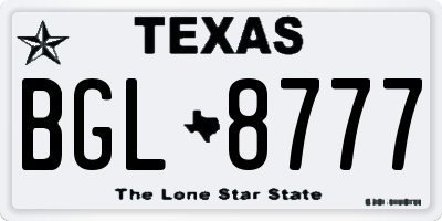 TX license plate BGL8777