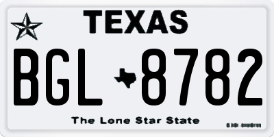 TX license plate BGL8782