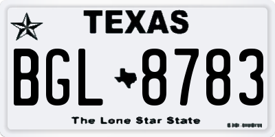 TX license plate BGL8783