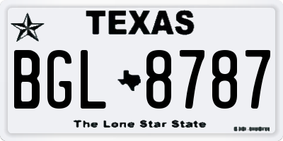 TX license plate BGL8787