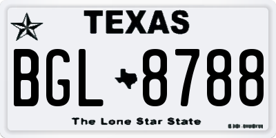 TX license plate BGL8788