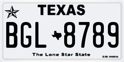 TX license plate BGL8789