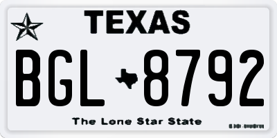 TX license plate BGL8792