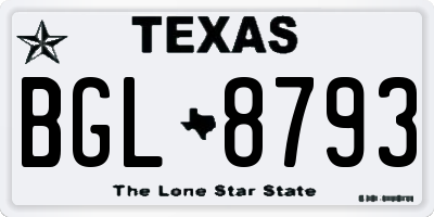 TX license plate BGL8793