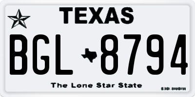 TX license plate BGL8794
