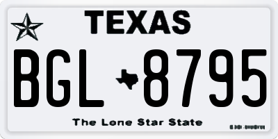 TX license plate BGL8795