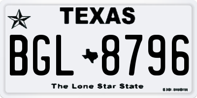 TX license plate BGL8796