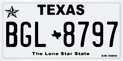 TX license plate BGL8797