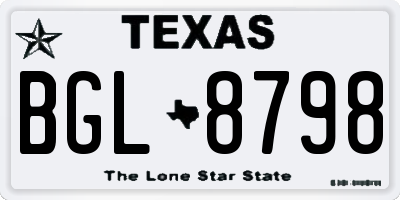 TX license plate BGL8798