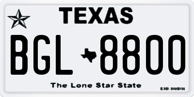 TX license plate BGL8800
