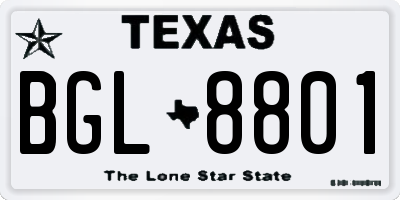 TX license plate BGL8801