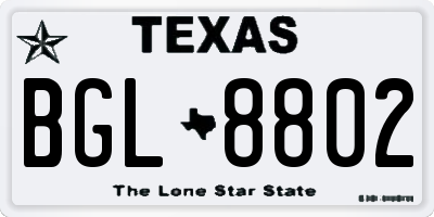 TX license plate BGL8802