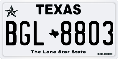 TX license plate BGL8803