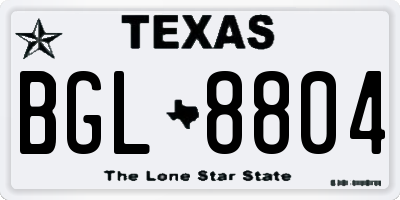 TX license plate BGL8804