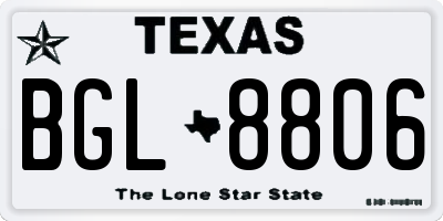TX license plate BGL8806