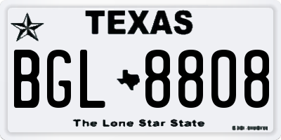 TX license plate BGL8808
