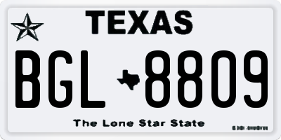 TX license plate BGL8809