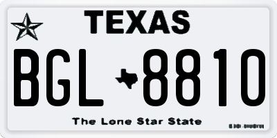 TX license plate BGL8810